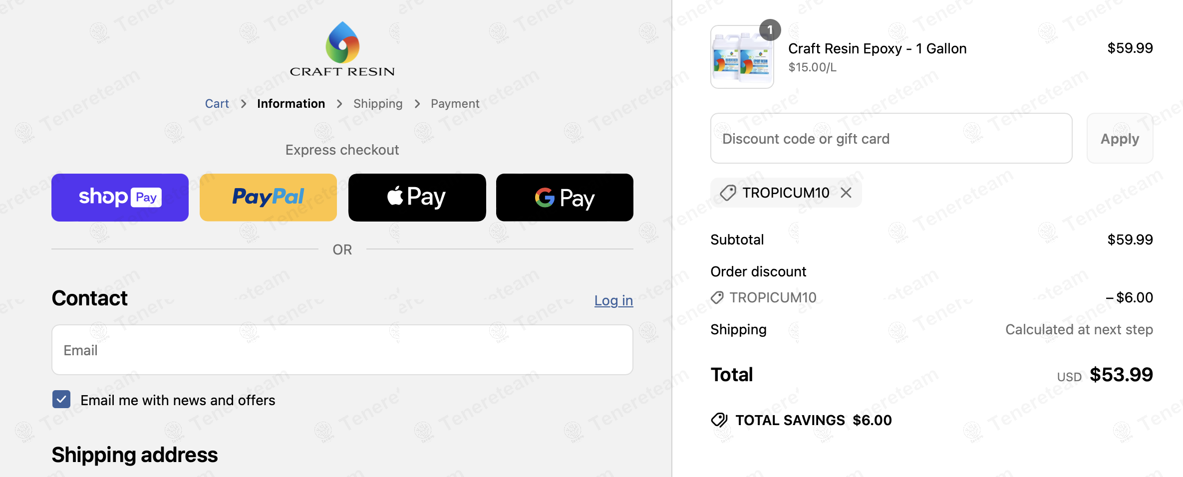 Craft Resin coupon code: 10% off with TROPICUM10. Tested and valid as 1 year ago.