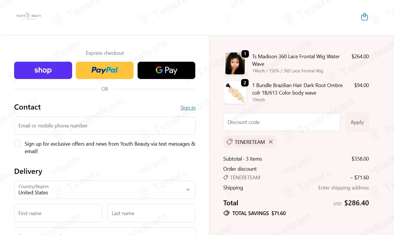Youth Beauty coupon code: 20% off with TENERETEAM. Tested and valid as 8 months ago.