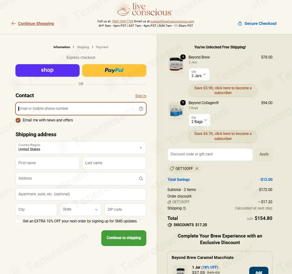 Live Conscious coupon code re-checked and confirmed working at checkout