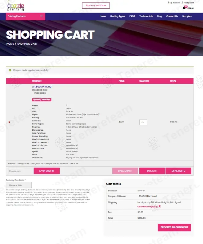 Dazzle Printing apply coupon code
