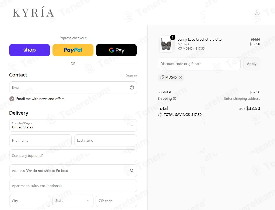 Kyria Lingerie coupon code verified as working at checkout