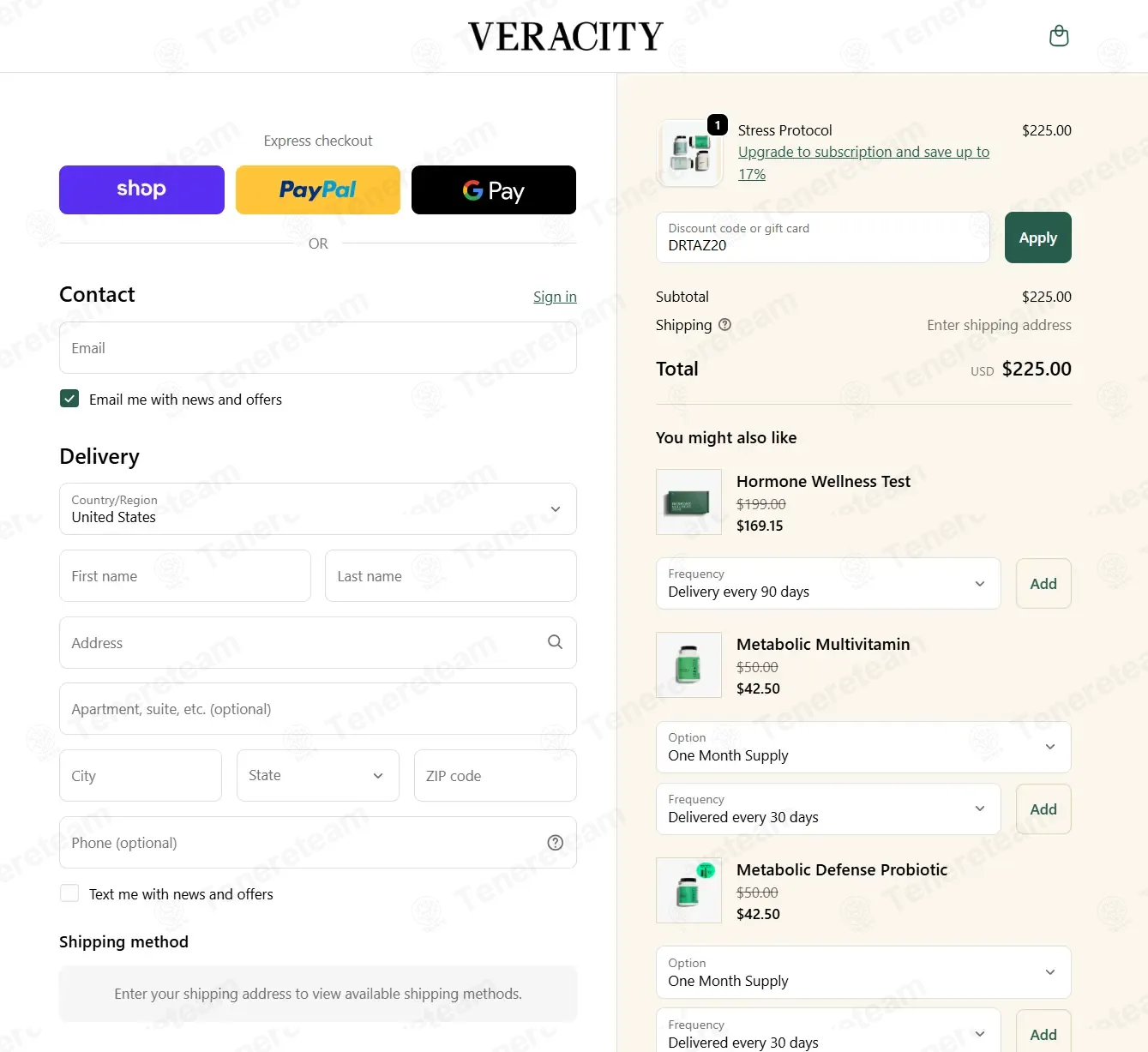 Veracity Selfcare coupon code: 20% off with DRTAZ20. Tested and valid as 5 days ago.