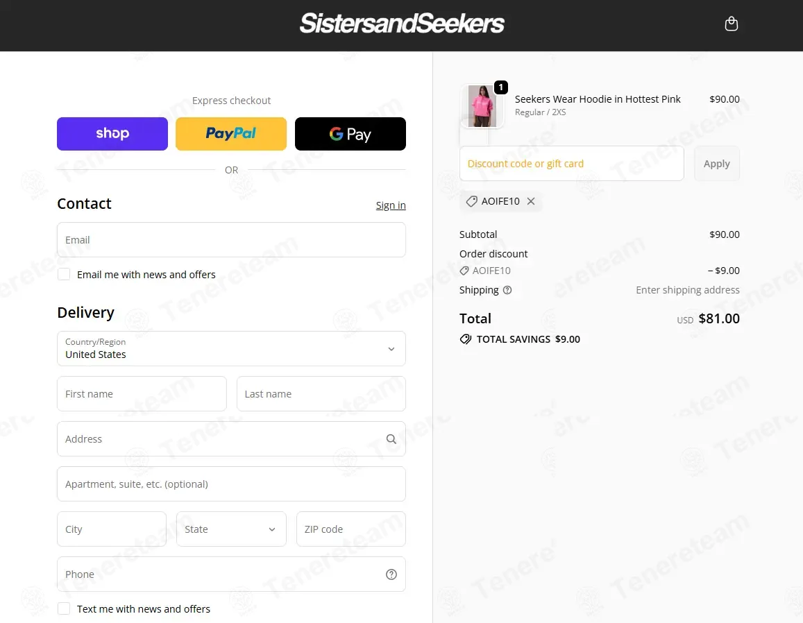 Sisters and Seekers coupon code: 10% off with AOIFE10. Tested and valid as 5 months ago.