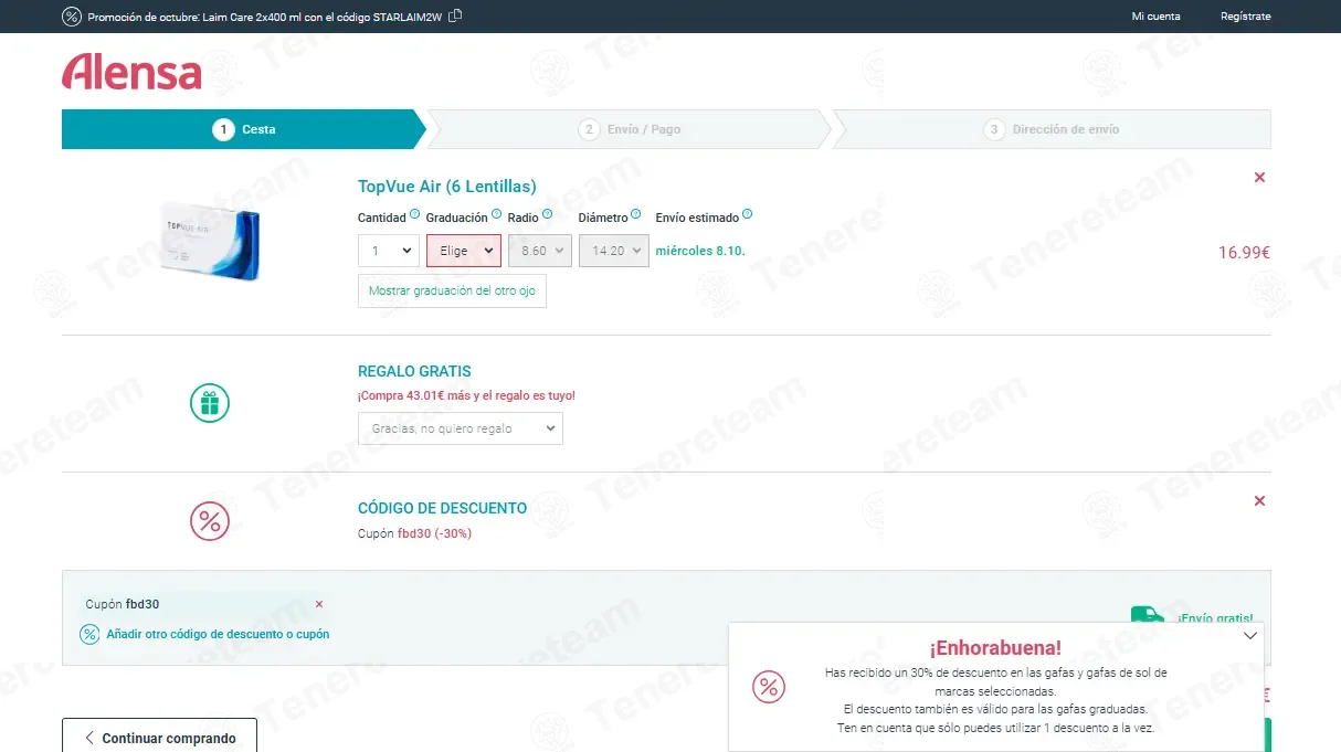 Alensa ES coupon code: 30% off with fbd30. Tested and valid as 8 months ago.