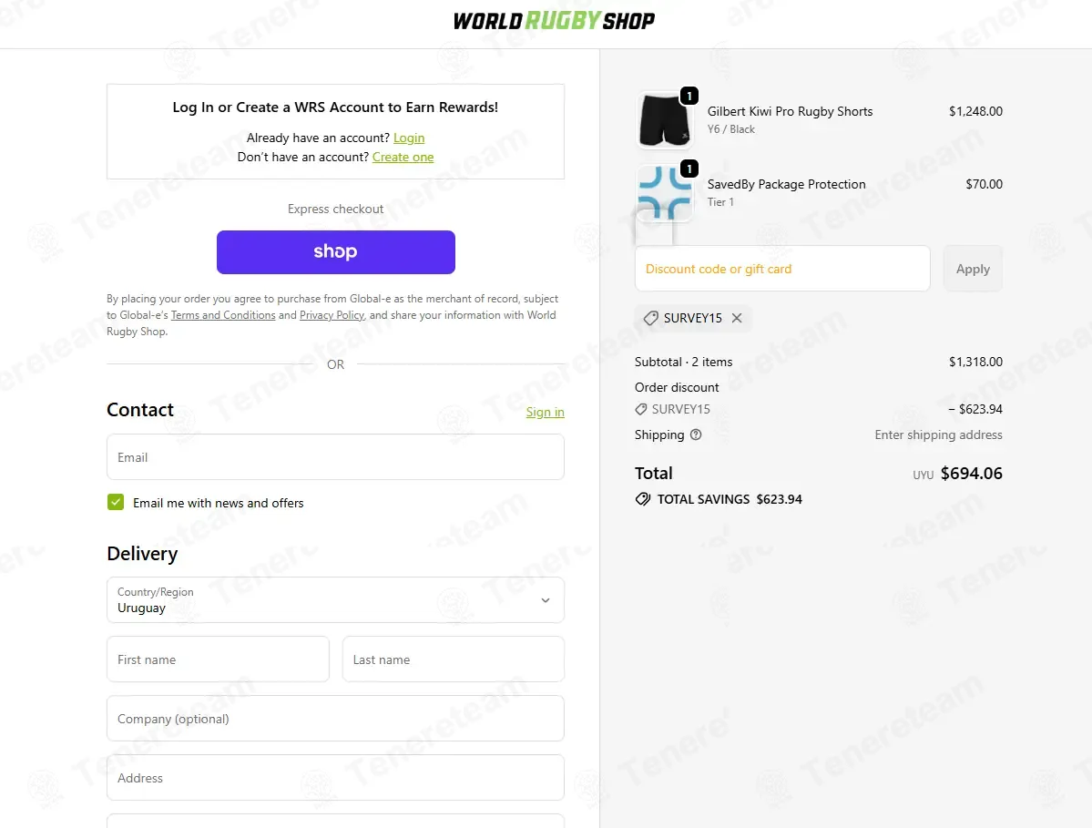 World Rugby Shop coupon code: 50% off with SURVEY15. Tested and valid as 2 months ago.
