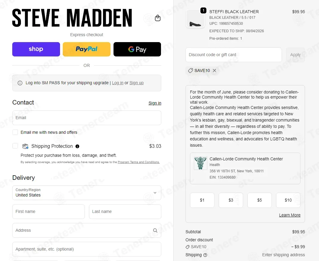 Steve Madden coupon code: 10% off with SAVE10. Tested and valid as 3 weeks ago.