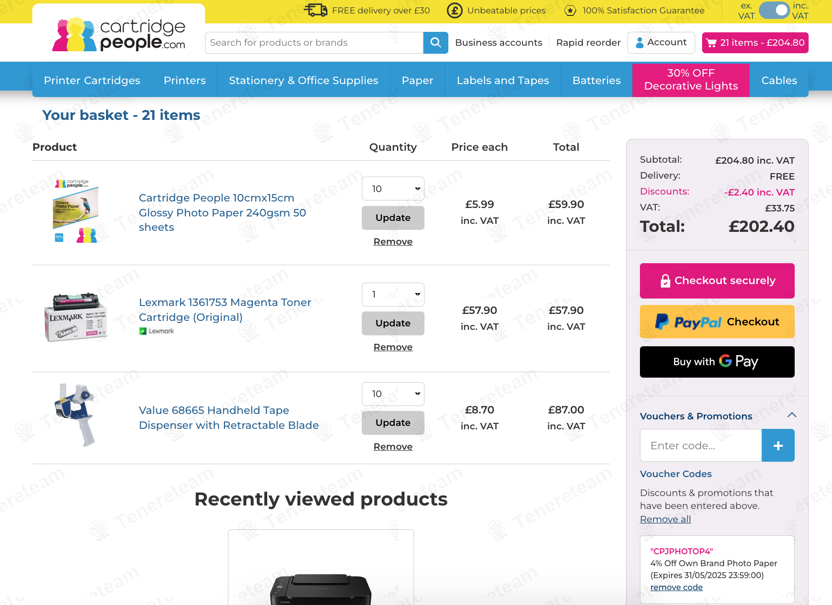 Cartridge People coupon code: 4% off with CPJPHOTOP4. Tested and valid as 7 months ago.