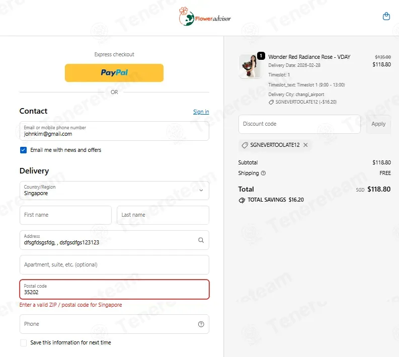 FlowerAdvisor SG coupon code: 12% off with SGNEVERTOOLATE12. Tested and valid as 1 month ago.
