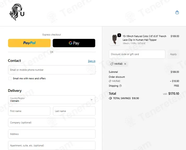 Ulofey coupon code: 10% off with HAIR40. Tested and valid as 1 week ago.