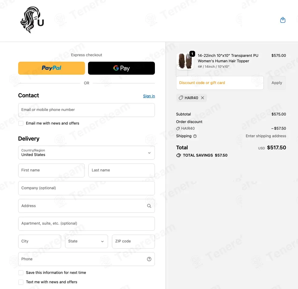 Ulofey coupon code: 10% off with HAIR40. Tested and valid as 1 week ago.