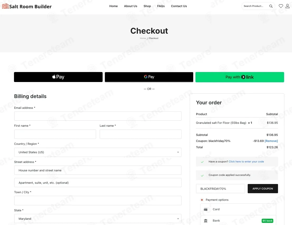 Salt Room Builder coupon code: 10% off with blackfriday70%. Tested and valid as 5 days ago.