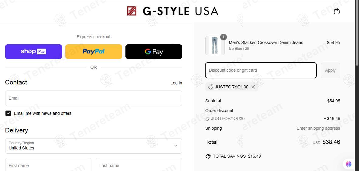 G-Style Usa coupon code: 30% off with JUSTFORYOU30. Tested and valid as 1 year ago.