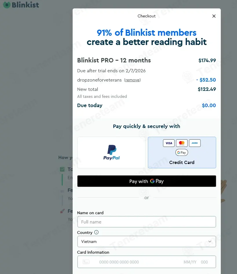 Blinkist coupon code: 30% off with DROPZONEFORVETERANS. Tested and valid as 3 weeks ago.