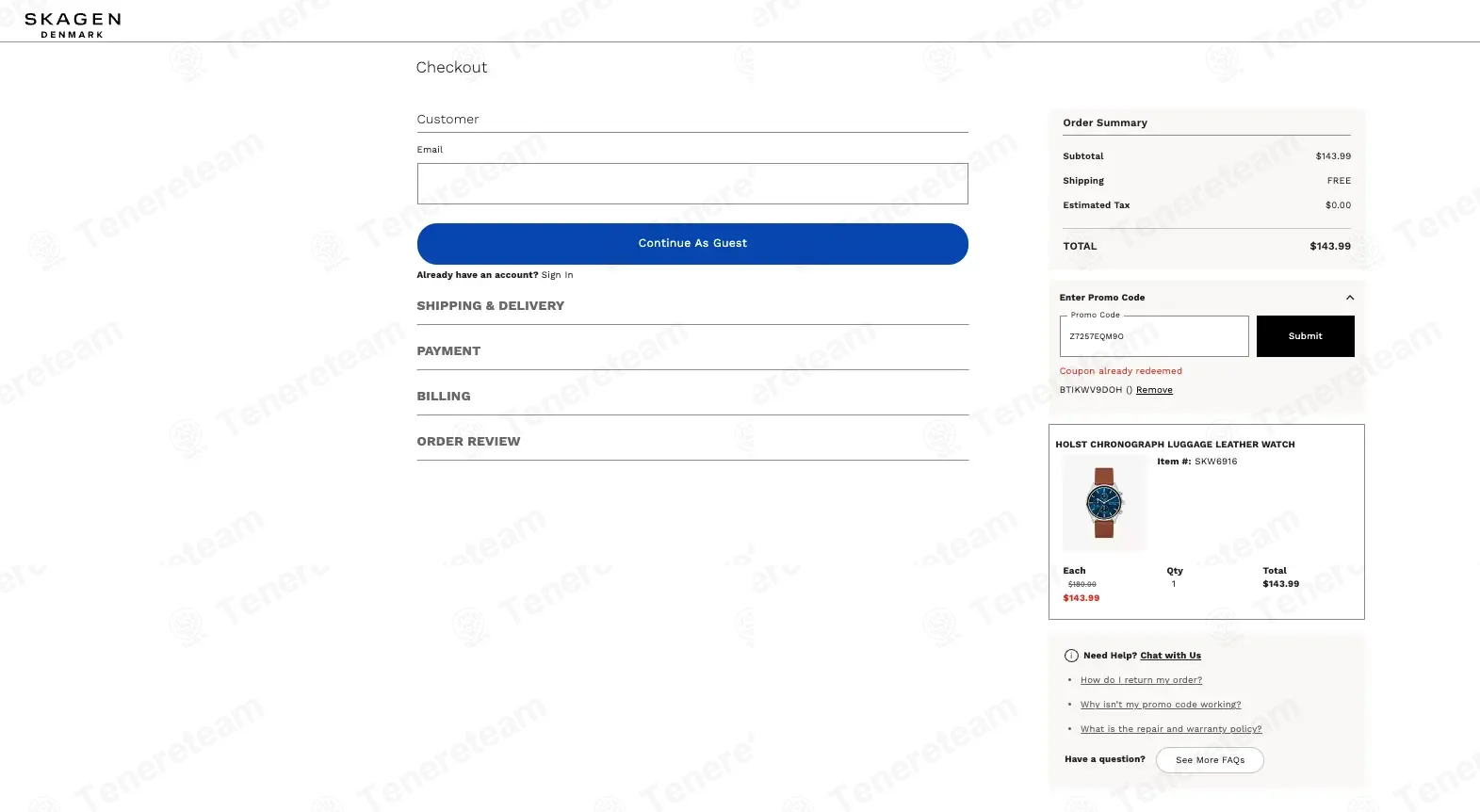 Skagen coupon code verified as working at checkout