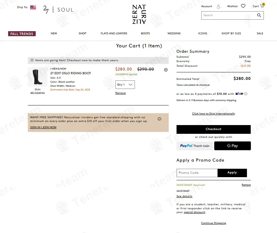 Naturalizer Canada coupon code: $10 off with SAVE10NAT. Tested and valid as 9 months ago.