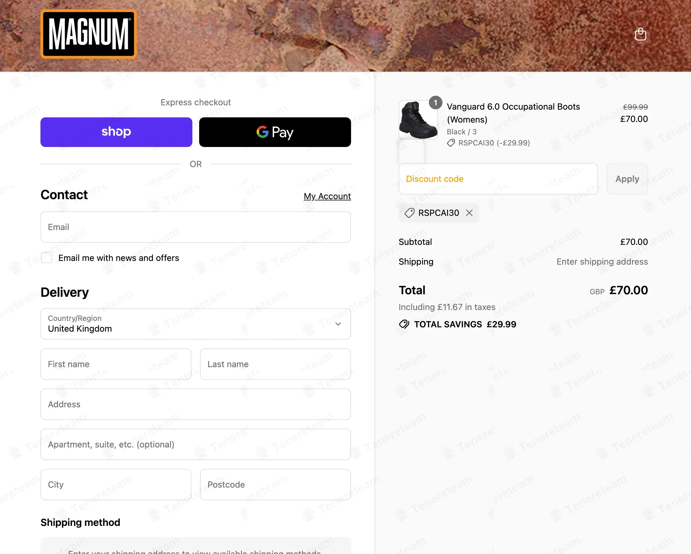 Magnum Boots UK coupon code: 30% off with RSPCAI30. Tested and valid as 10 months ago.