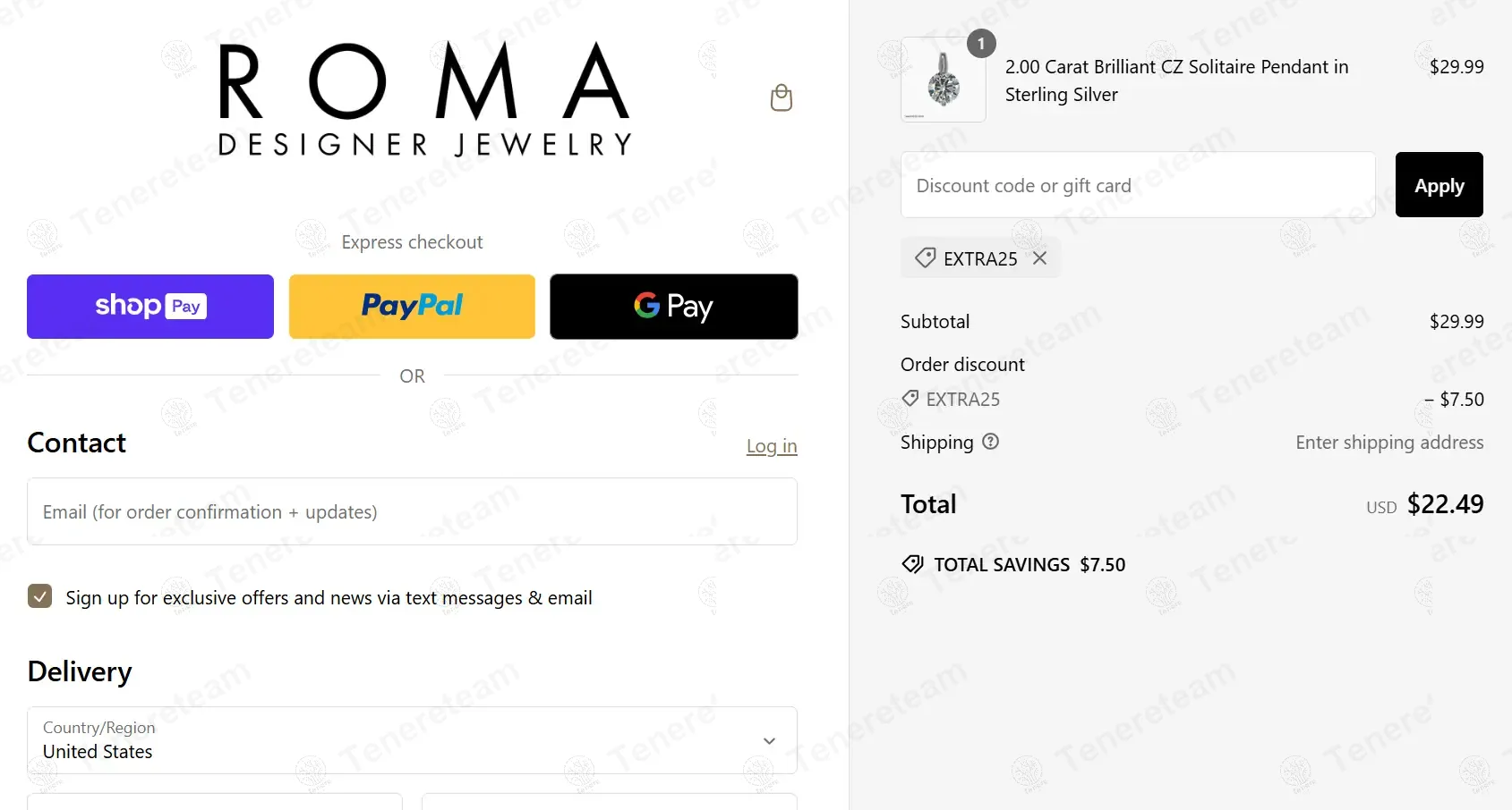 Roma Designer Jewelry coupon code: 25% off with EXTRA25. Tested and valid as 1 year ago.