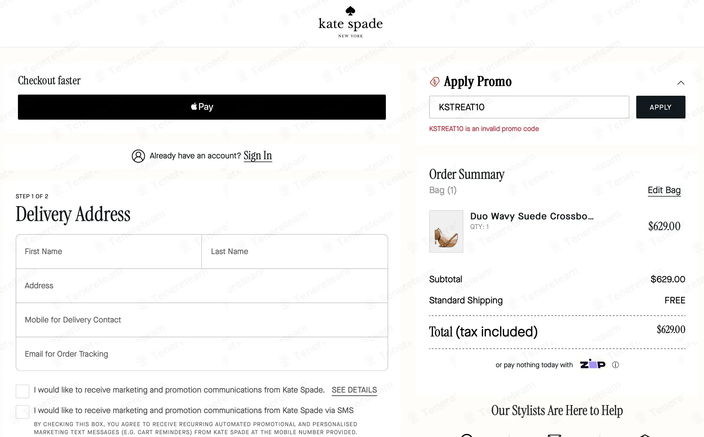 Kate Spade AU coupon code: 10% off with KSTREAT10. Tested and valid as 2 months ago.