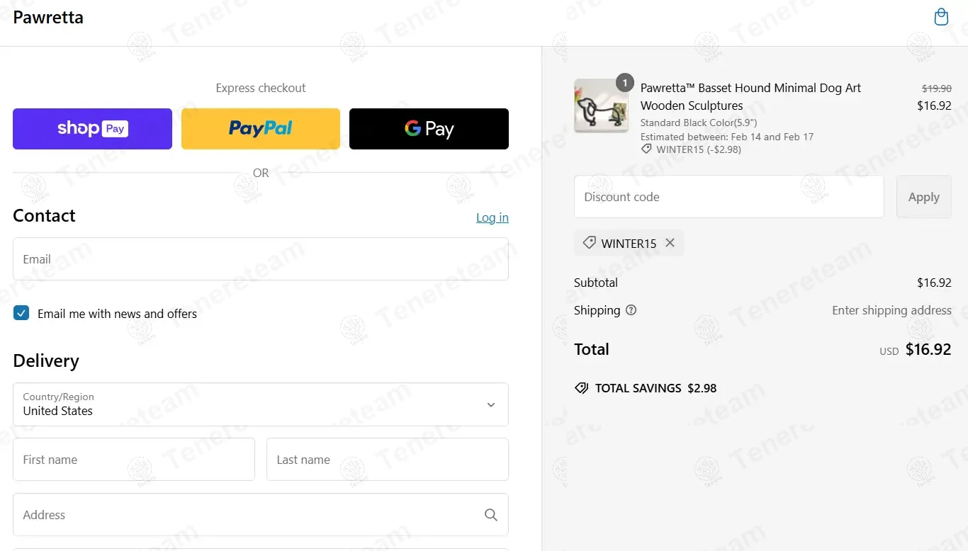 Pawretta coupon code: 15% off with WINTER15. Tested and valid as 1 year ago.