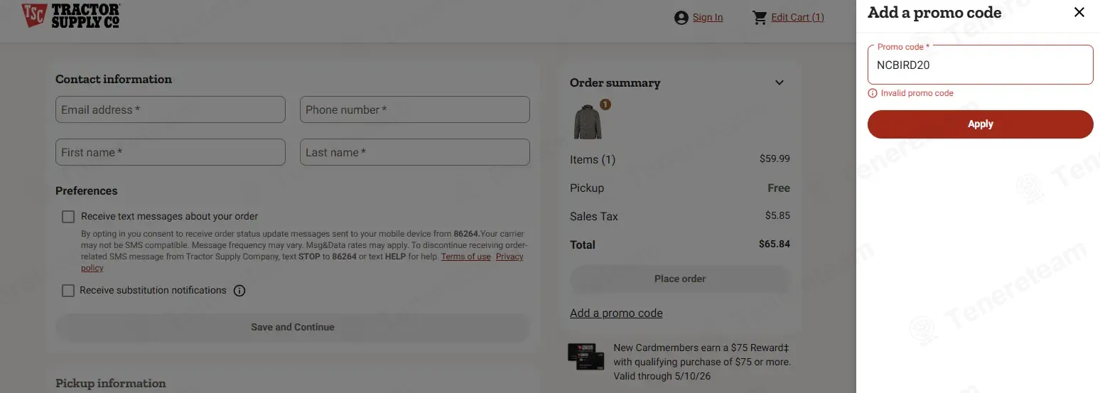 Tractor Supply coupon code: 20% off with NCBIRD20. Tested and valid as 2 months ago.