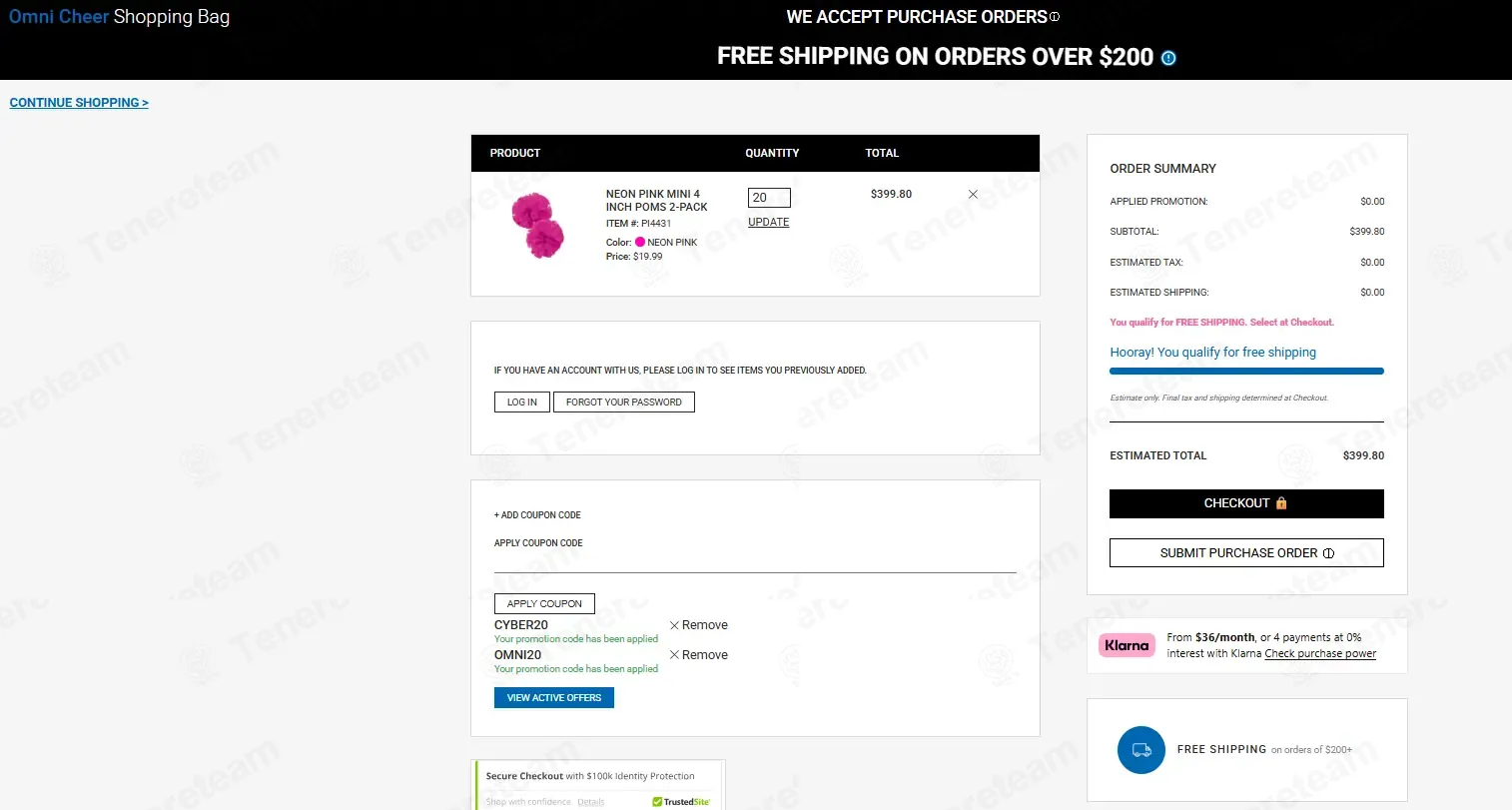 Omni Cheer coupon code: 20% off with OMNI20. Tested and valid as 8 months ago.