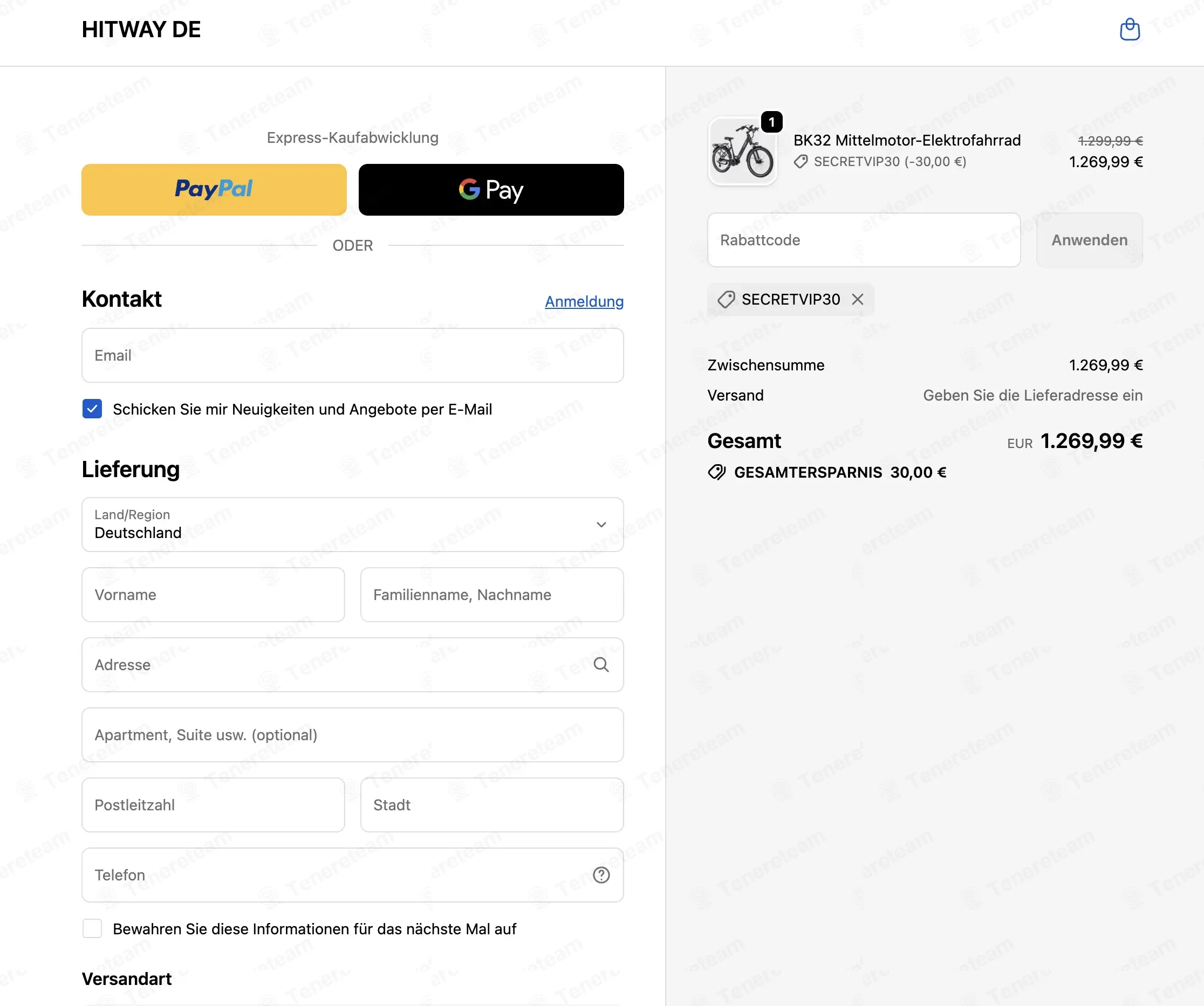 Hitway DE coupon code: €30 off with SECRETVIP30. Tested and valid as 3 months ago.