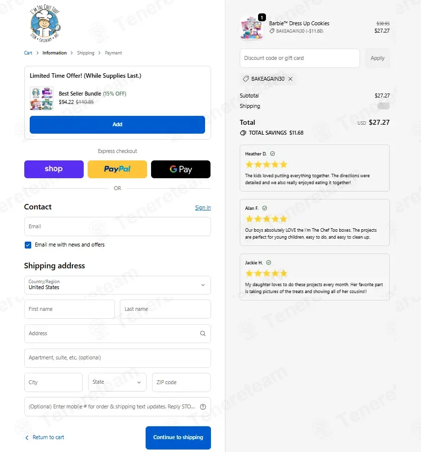 I'm The Chef Too coupon code verified as working at checkout