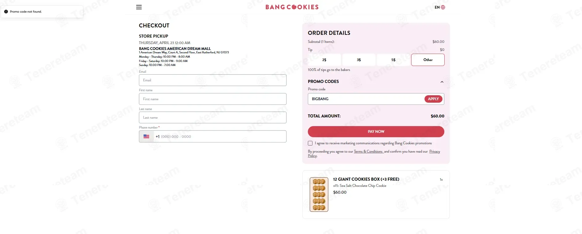 Bang Cookies coupon code: 20% off with BIGBANG. Tested and valid as 1 month ago.