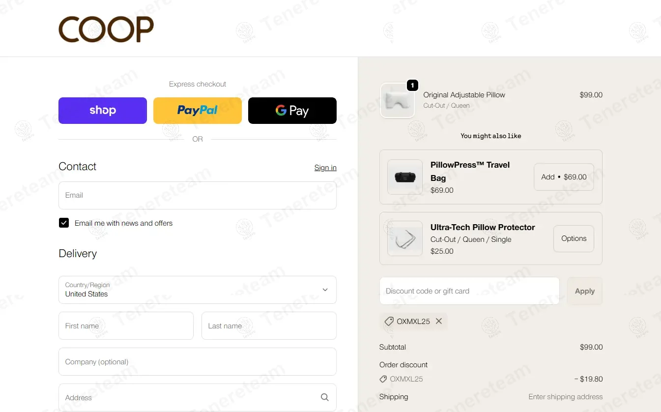 Coop Sleep Goods coupon code: 25% off with OXMXL25. Tested and valid as 9 months ago.