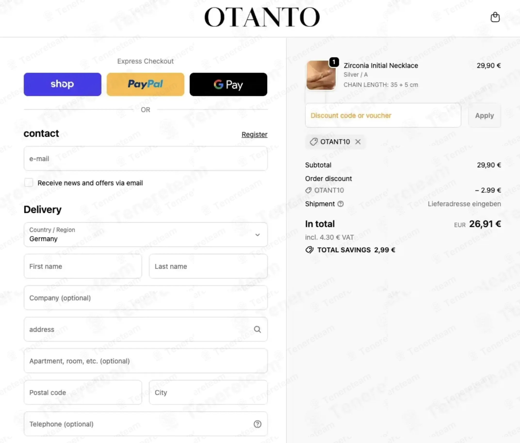 Otanto DE coupon code: 10% off with OTANT10. Tested and valid as 3 weeks ago.