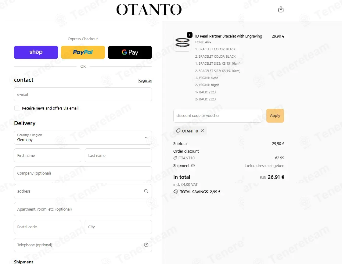 Otanto DE coupon code: 10% off with OTANT10. Tested and valid as 3 weeks ago.