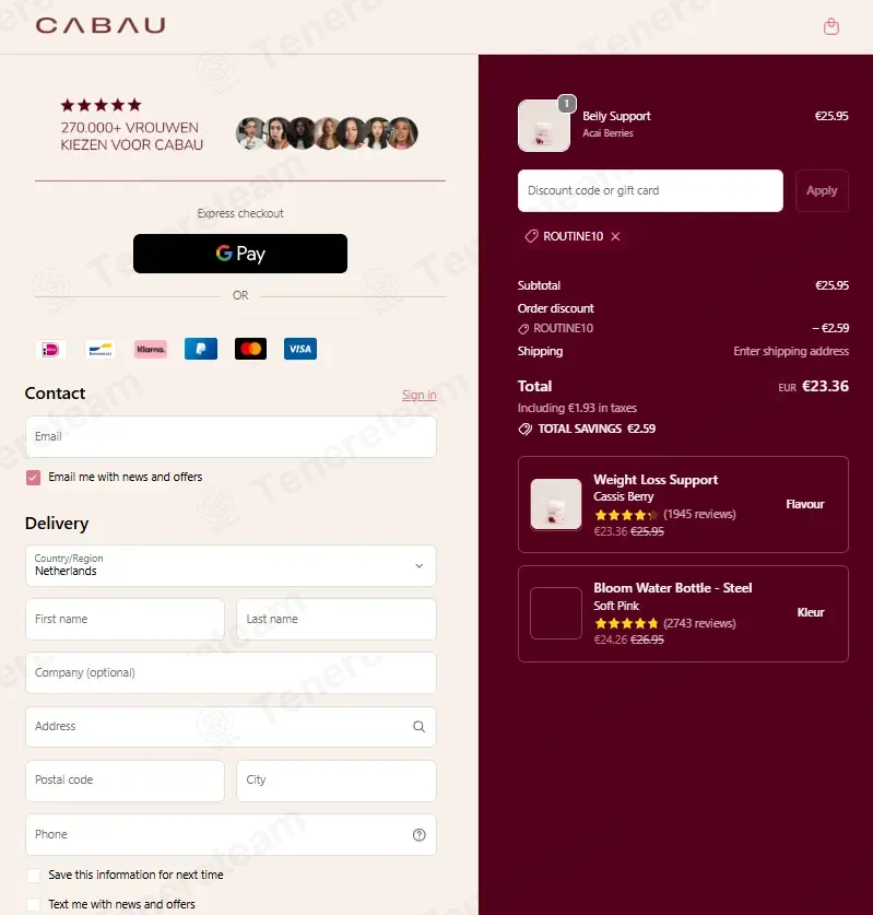 Cabau Lifestyle coupon code verified as working at checkout