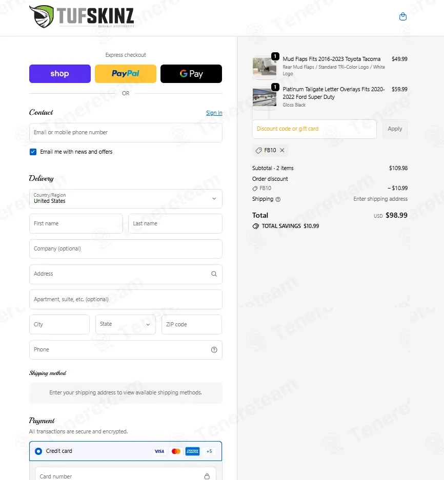 Tufskinz coupon code: 10% off with FB10. Tested and valid as 6 months ago.