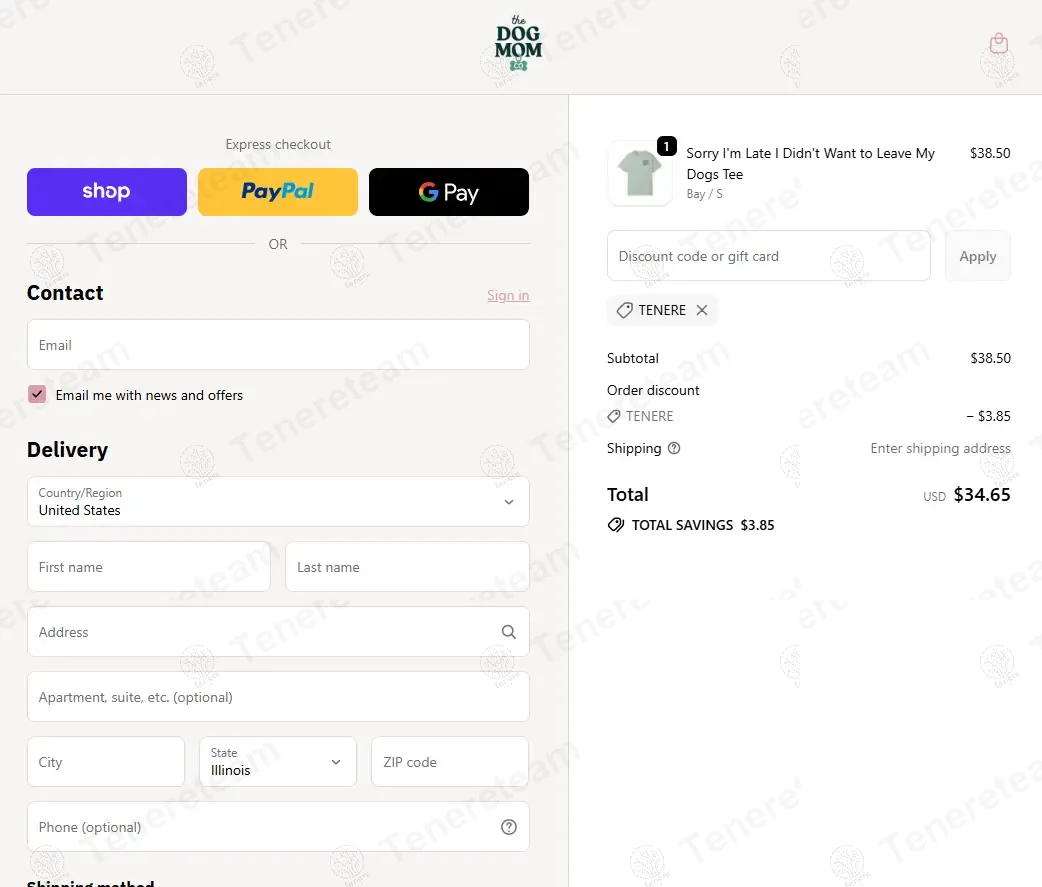 The Dog Mom co coupon code: 10% off with TENERE. Tested and valid as 10 months ago.
