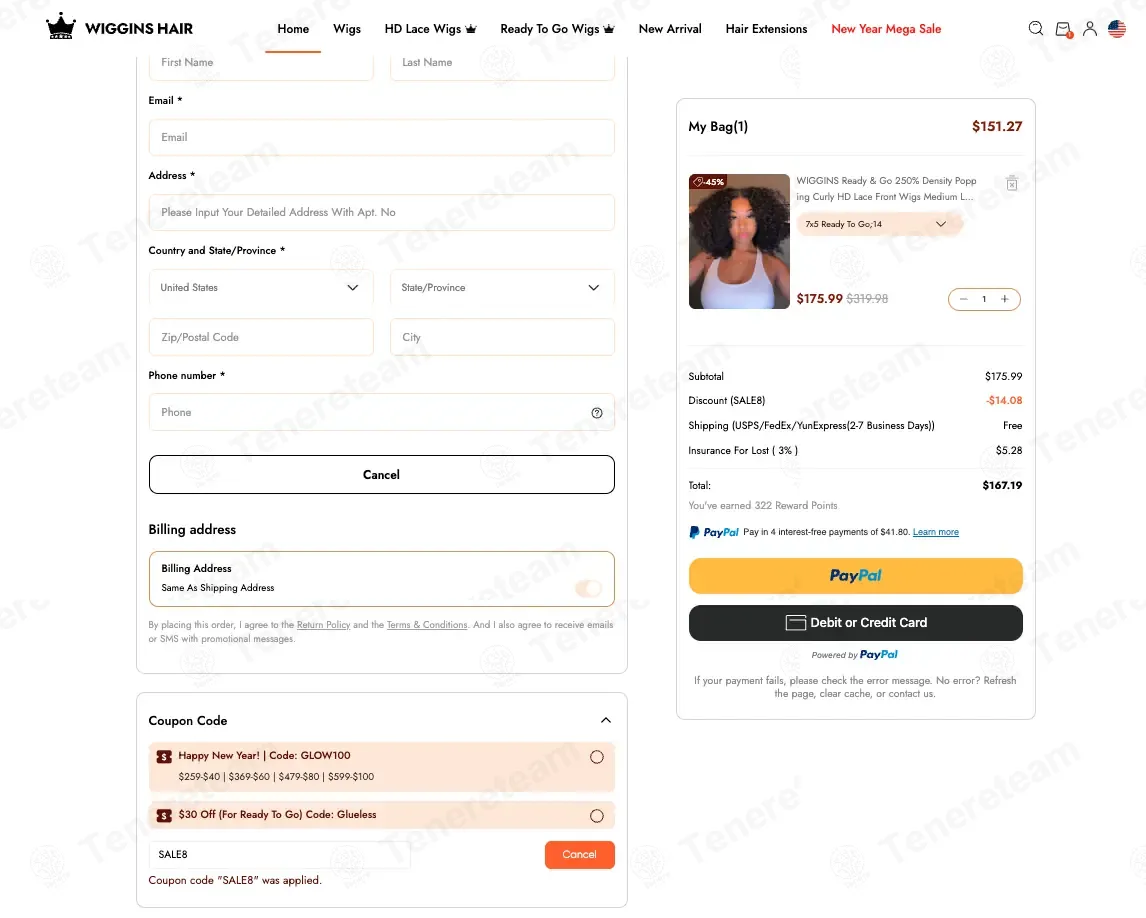 Wiggins Hair coupon code: 8% off with SALE8. Tested and valid as 1 month ago.