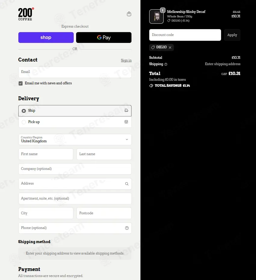 200 Degrees Coffee coupon code: 10% off with DEG10. Tested and valid as 6 months ago.