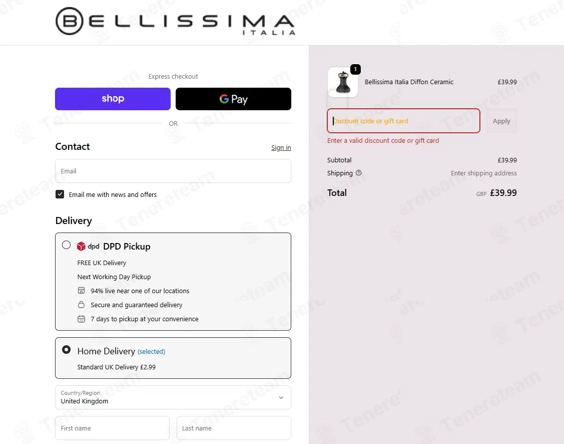 Bellissima Italia UK coupon code: 10% off with TAKE. Tested and valid as 6 months ago.