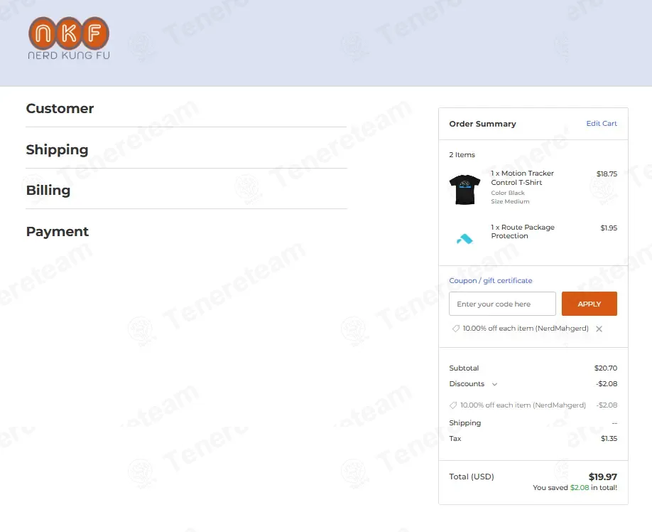 Nerdkungfu coupon code: 10% off with NERDMAHGERD. Tested and valid as 3 days ago.