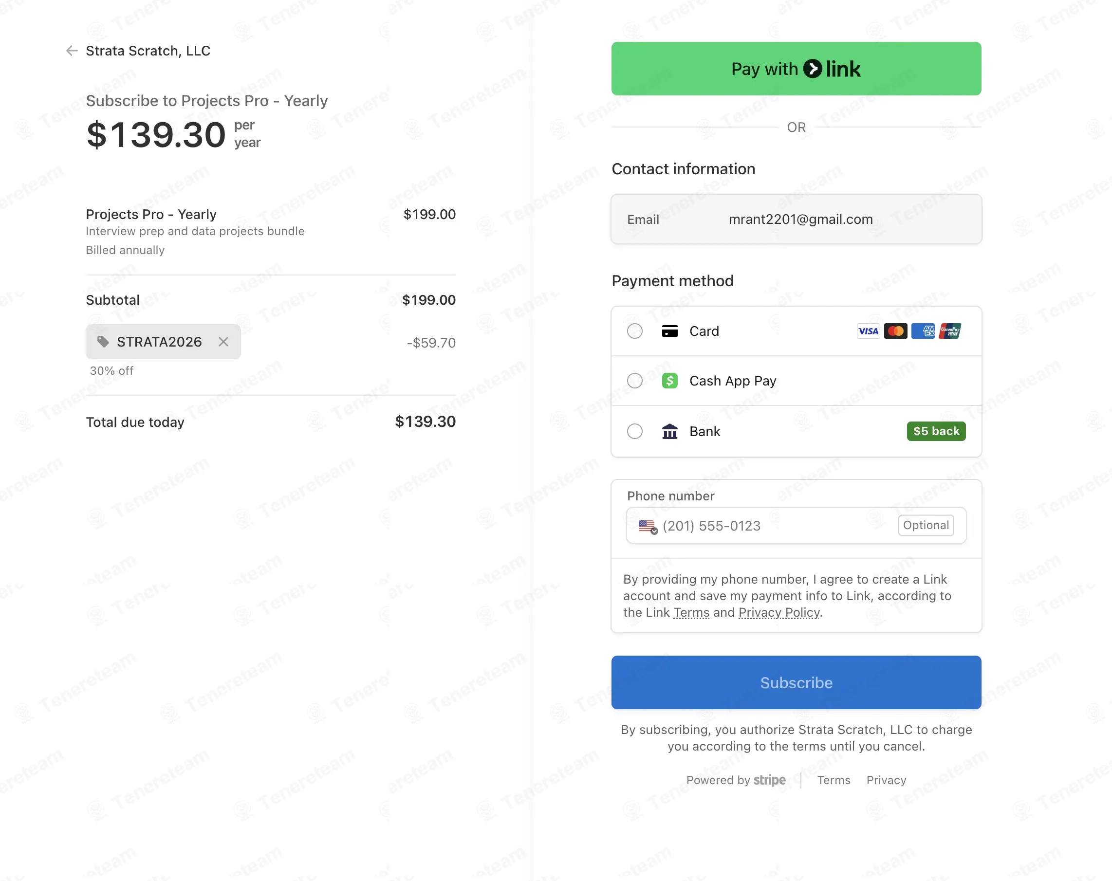 Stratascratch coupon code verified as working at checkout