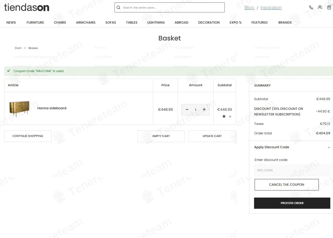 Tiendason ES apply coupon code