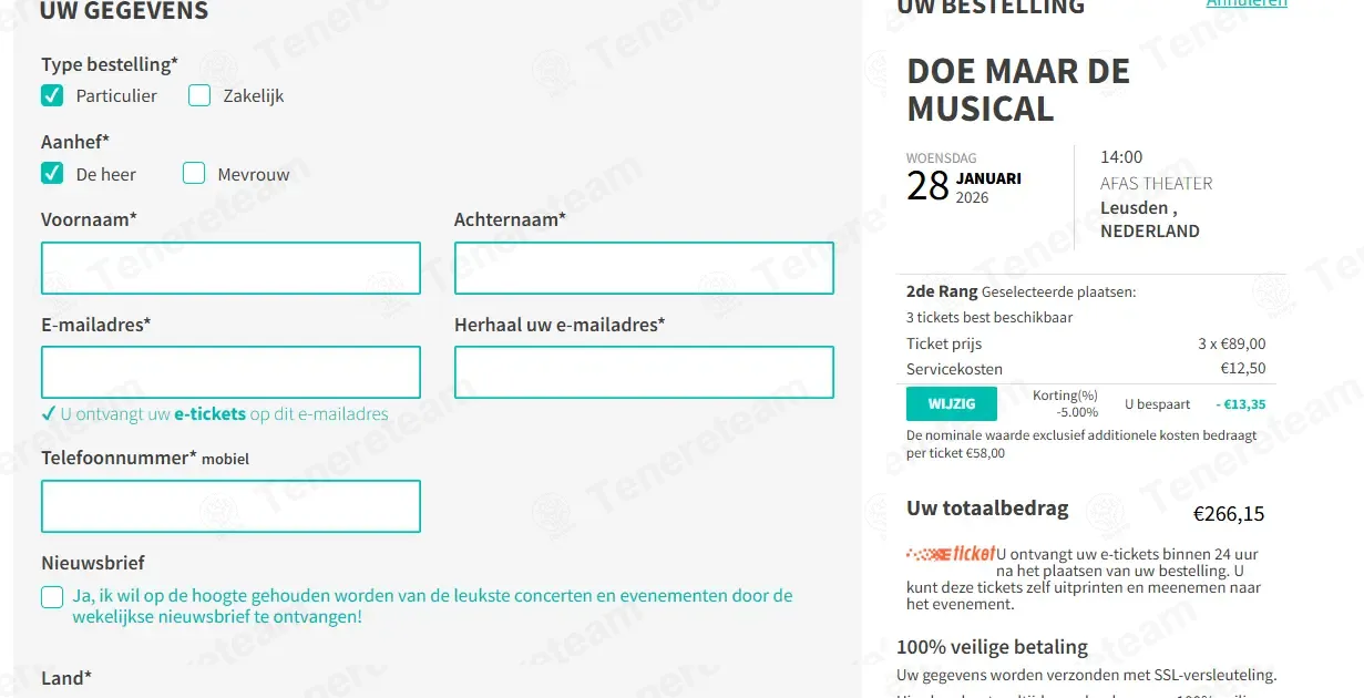 Topticketshop NL coupon code: 5% off with NORMAAL-34554-ALBRF-8867. Tested and valid as 4 days ago.