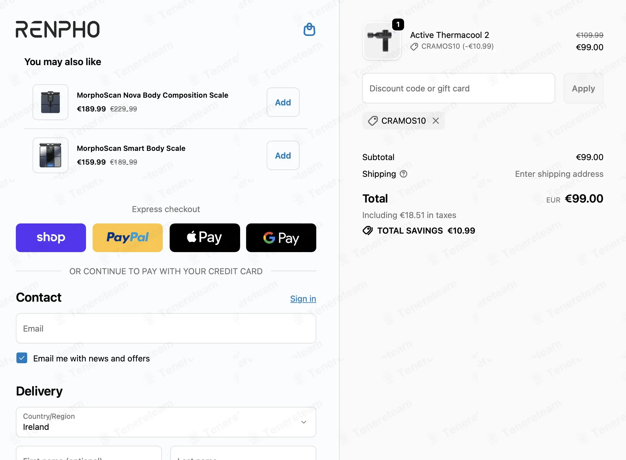 Renpho EU coupon code: 10% off with CRAMOS10. Tested and valid as 1 month ago.