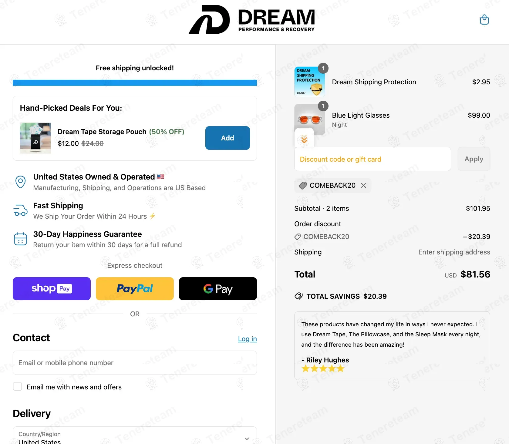 Dream Recovery coupon code: 20% off with COMEBACK20. Tested and valid as 11 months ago.