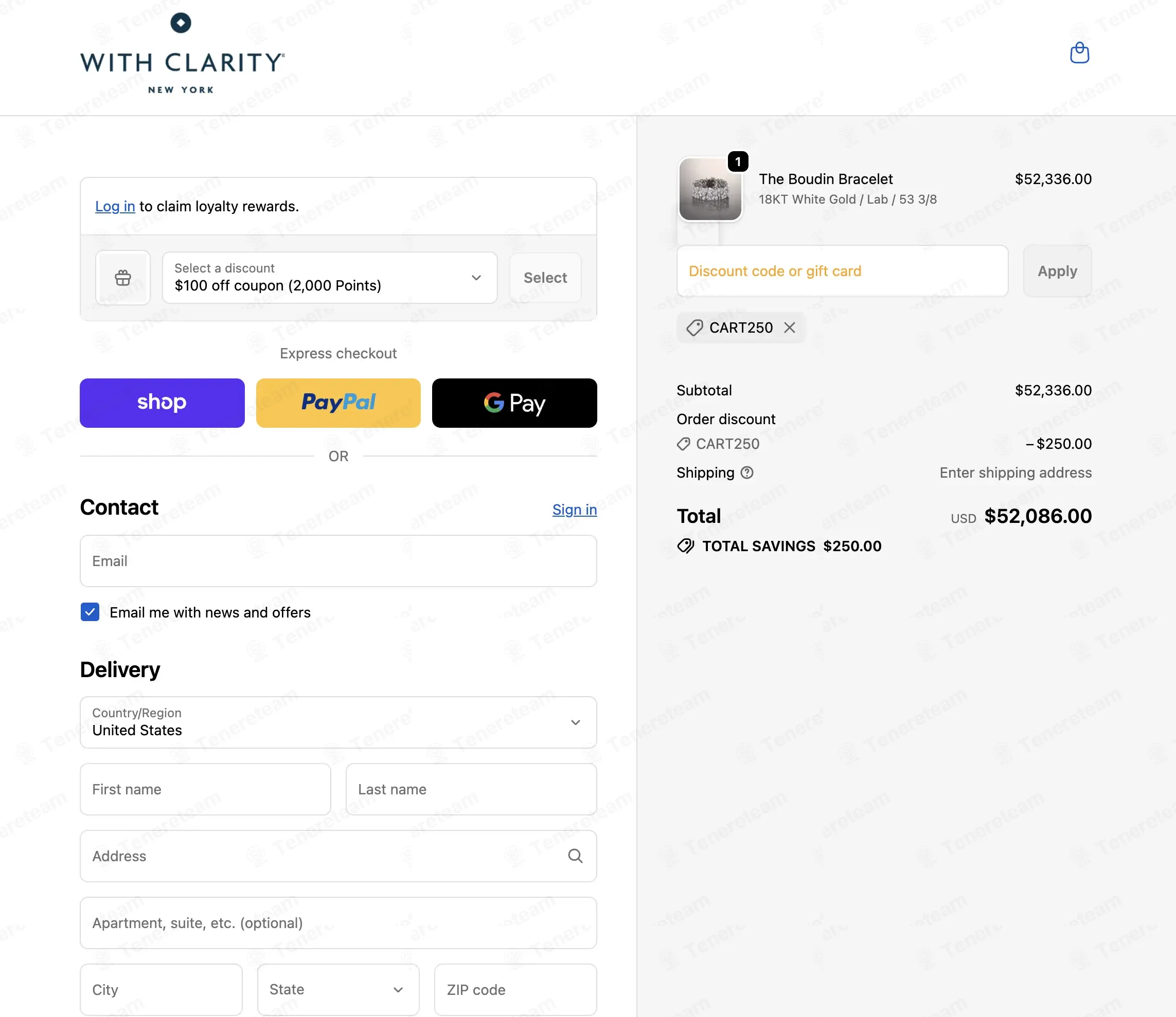 With Clarity coupon code: $250 off with CART250. Tested and valid as 1 day ago.