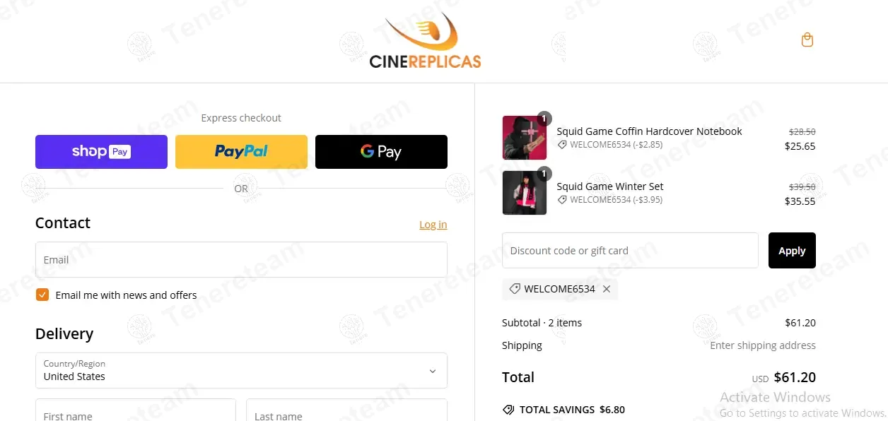 Cinereplicas coupon code: 10% off with WELCOME6534. Tested and valid as 1 year ago.