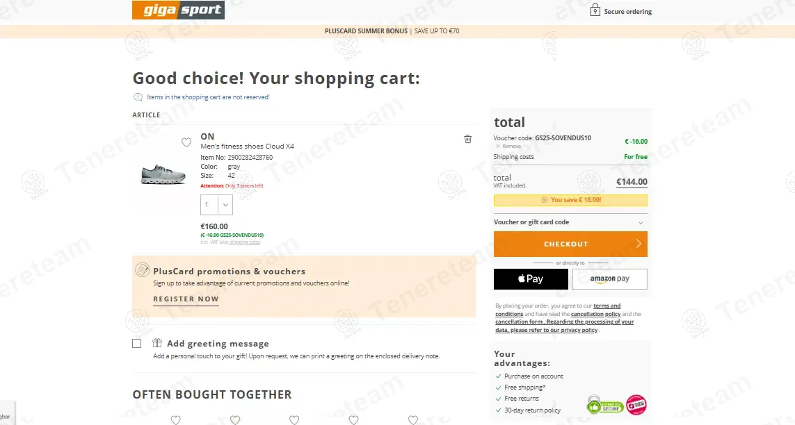 Gigasport coupon code: 10% off with GS25-SOVENDUS10. Tested and valid as 1 year ago.
