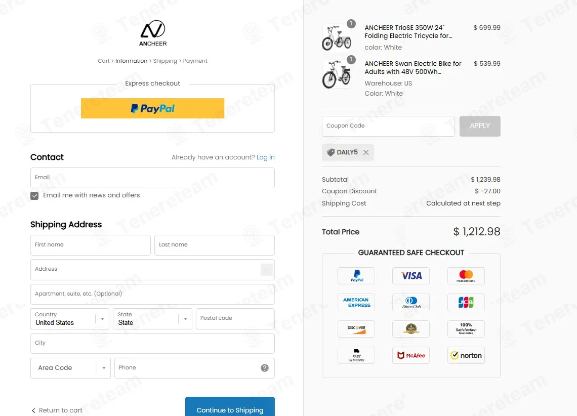 Ancheer Shop coupon code: 5% off with DAILY5. Tested and valid as 4 weeks ago.