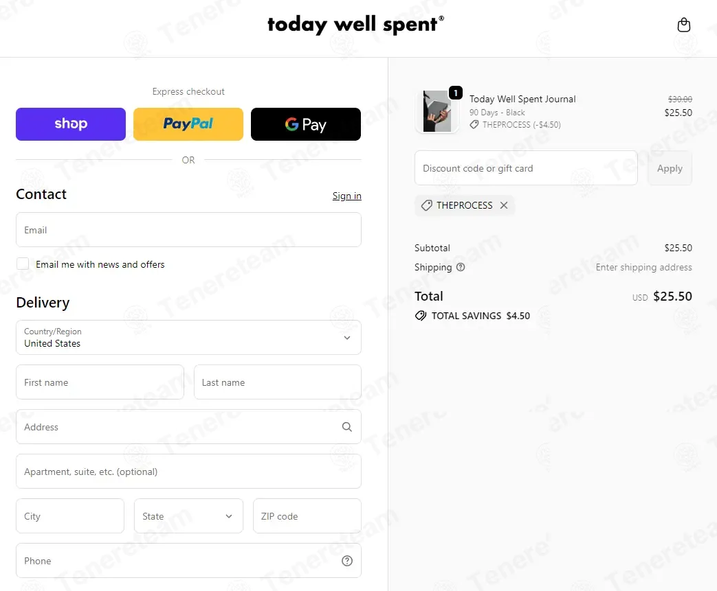 Today Well Spent coupon code: 10% off with THEPROCESS. Tested and valid as 2 weeks ago.