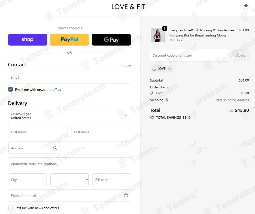 Love and Fit apply coupon code