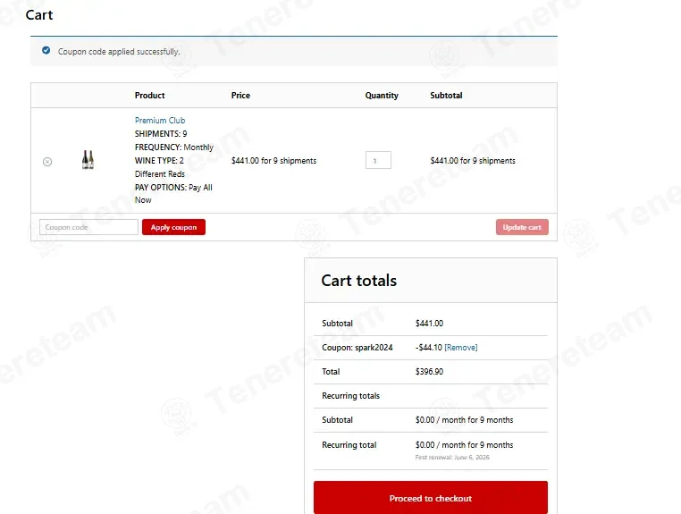 Cellars Wine Club coupon code: 10% off with SPARK2024. Tested and valid as 3 weeks ago.